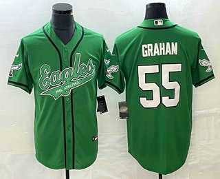 Mens Philadelphia Eagles #55 Brandon Graham Green Cool Base Stitched Baseball Jersey->philadelphia eagles->NFL Jersey